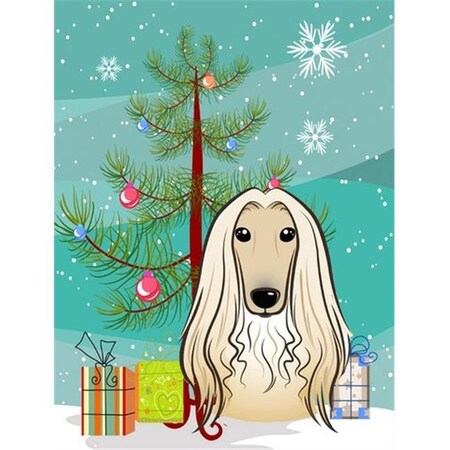 Carolines Treasures Carolines Treasures BB1616CHF Christmas Tree And Afghan Hound Flag Canvas House Size BB1616CHF